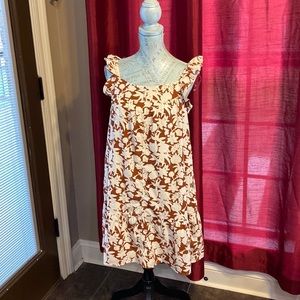 NEW Women’s Brown with Crème Color Floral Dress by Universal Thread. Size L